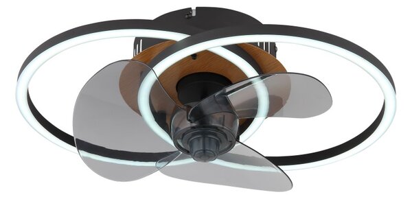GLOBO 03661 KAREN stropní ventilátor se světlem LED 24W 2800/490lm 2700-6500K černá, kouřová, časovač, dálkový ovladač