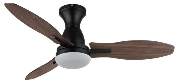 GLOBO 03671B GALE stropní ventilátor se světlem D1070mm LED 22W 2890/2453lm 3000+4500+6000K černá, imitace dřeva, časovač, dálkový ovladač