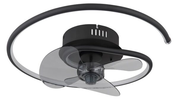 GLOBO 03660 KOREN stropní ventilátor se světlem D450mm LED 30W 3370/1660lm 2700-6500K černá, kouřová, časovač, dálkový ovladač