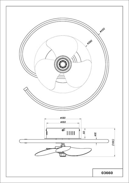 GLOBO 03660 KOREN stropní ventilátor se světlem D450mm LED 30W 3370/1660lm 2700-6500K černá, kouřová, časovač, dálkový ovladač