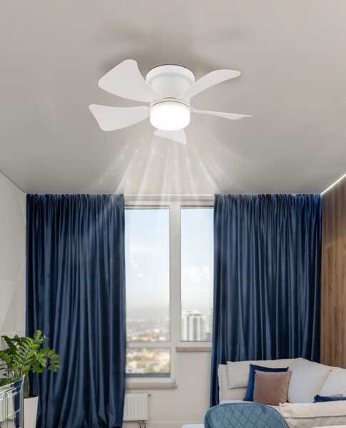 GLOBO 03609W HINES stropní ventilátor se světlem D406mm LED 10W 900/750lm 3000-6500K bílá, časovač, dálkový ovladač