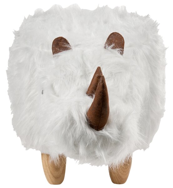 Zvířecí stolička WOOLLY Umělá kožešina Bílá Nosorožec