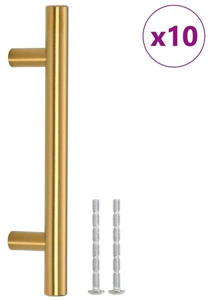 Nábytkové úchytky 10 ks zlaté rozteč otvorů 96 mm celková délka 150 mm nerezová ocel 155357