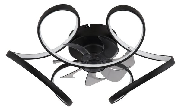 GLOBO 03638 LORIS stropní ventilátor se světlem D560mm LED 40W 4300/1500lm 3000-6500K černá, časovač, dálkový ovladač