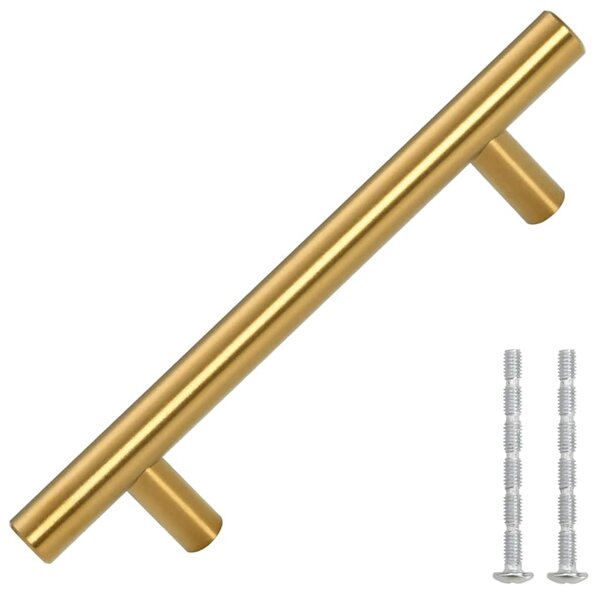 Nábytkové úchytky 10 ks zlaté rozteč otvorů 96 mm celková délka 150 mm nerezová ocel 155357