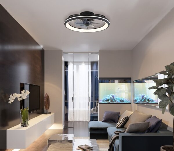 GLOBO 03643 CELESTE stropní ventilátor se světlem D500mm LED 40W 5000/2080lm 3000-6500K černá, kouřová, časovač, dálkový ovladač