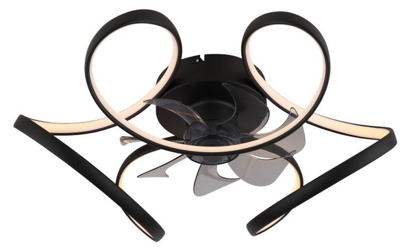 GLOBO 03638 LORIS stropní ventilátor se světlem D560mm LED 40W 4300/1500lm 3000-6500K černá, časovač, dálkový ovladač
