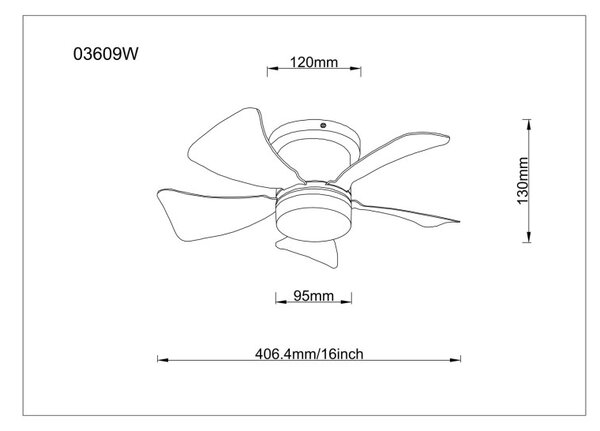 GLOBO 03609W HINES stropní ventilátor se světlem D406mm LED 10W 900/750lm 3000-6500K bílá, časovač, dálkový ovladač