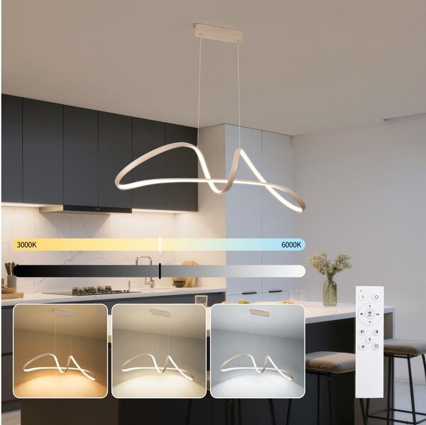 Brilagi-LED Stmívatelný lustr na lanku TWISTER LED/60W/230V 3000-6000K béžová+DO