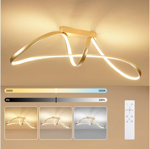 Brilagi-LED Stmívatelný přisazený lustr TWISTER LED/60W/230V 3000-6000K zlatá+DO