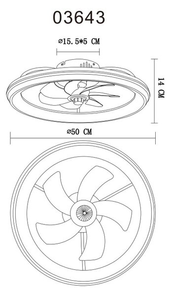 GLOBO 03643 CELESTE stropní ventilátor se světlem D500mm LED 40W 5000/2080lm 3000-6500K černá, kouřová, časovač, dálkový ovladač