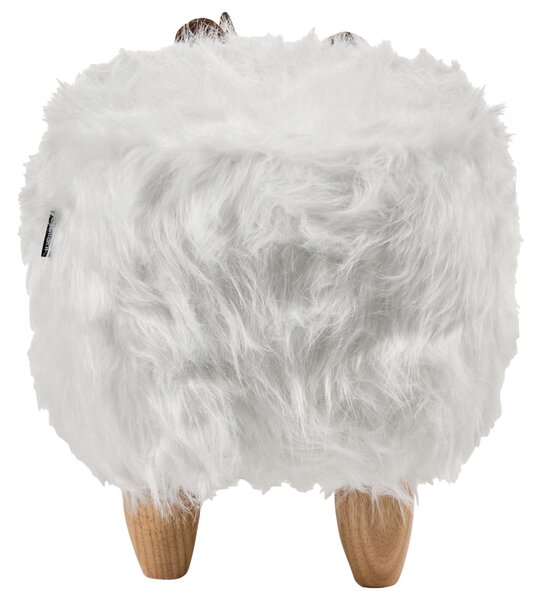 Zvířecí stolička WOOLLY Umělá kožešina Bílá Nosorožec