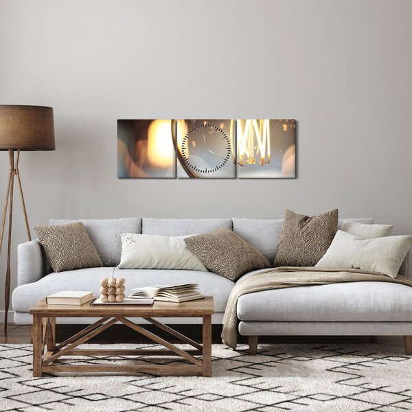 Obraz svítící žárovky (s hodinami) (90x30 cm)
