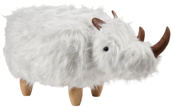 Zvířecí stolička WOOLLY Umělá kožešina Bílá Nosorožec