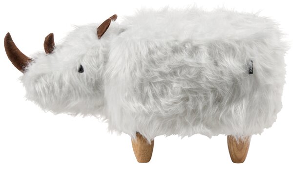 Zvířecí stolička WOOLLY Umělá kožešina Bílá Nosorožec