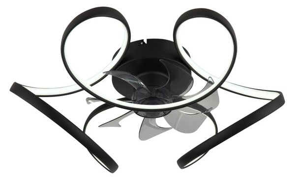 GLOBO 03638 LORIS stropní ventilátor se světlem D560mm LED 40W 4300/1500lm 3000-6500K černá, časovač, dálkový ovladač