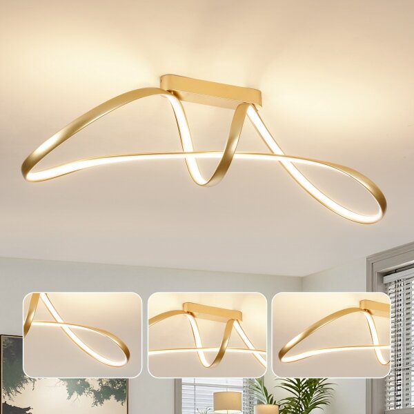 Brilagi-LED Stmívatelný přisazený lustr TWISTER LED/60W/230V 3000-6000K zlatá+DO