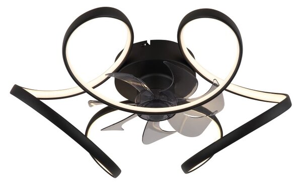 GLOBO 03638 LORIS stropní ventilátor se světlem D560mm LED 40W 4300/1500lm 3000-6500K černá, časovač, dálkový ovladač