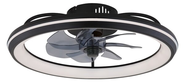 GLOBO 03643 CELESTE stropní ventilátor se světlem D500mm LED 40W 5000/2080lm 3000-6500K černá, kouřová, časovač, dálkový ovladač