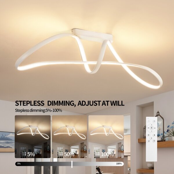 Brilagi-LED Stmívatelný přisazený lustr TWISTER LED/60W/230V 3000-6000K bílá+DO