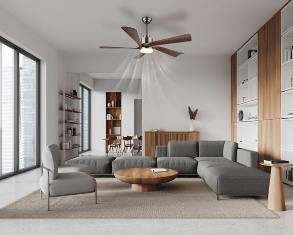 GLOBO 03606 MODESTO stropní ventilátor se světlem D1320mm LED 20W 1800/900lm 2700-6500K imitace dřeva, časovač, dálkový ovladač