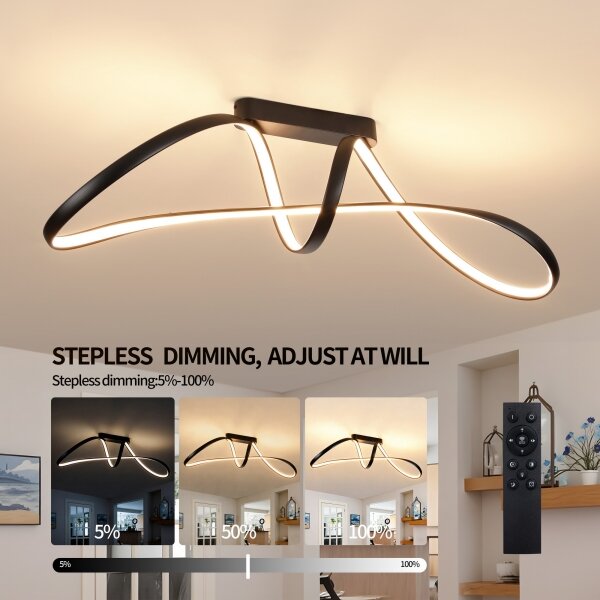 Brilagi-LED Stmívatelný přisazený lustr TWISTER LED/60W/230V 3000-6000K černá+DO