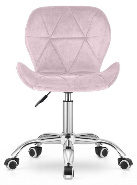Set do pracovny ZARIMO stůl 80x40 cm bílý + křeslo AVOLA VELVET růžové
