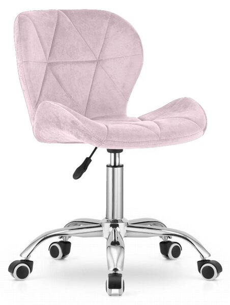 Set do pracovny ZARIMO stůl 80x40 cm bílý + křeslo AVOLA VELVET růžové