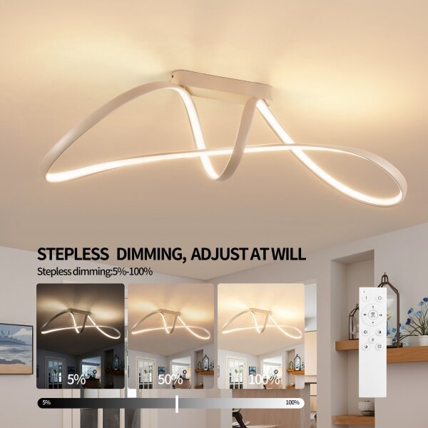 Brilagi-LED Stmívatelný přisazený lustr TWISTER LED/60W/230V 3000-6000K béžov+DO