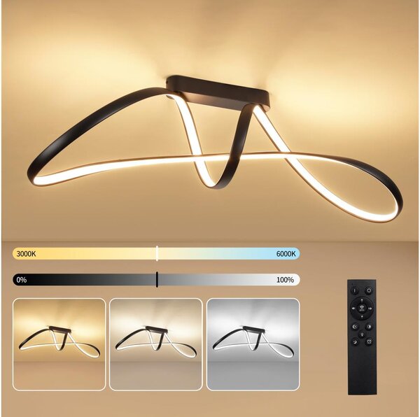 Brilagi-LED Stmívatelný přisazený lustr TWISTER LED/60W/230V 3000-6000K černá+DO