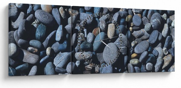 Obraz plážových oblázků (s hodinami) (90x30 cm)