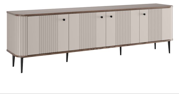 TV stolek Vesper 4D 187 cm - kašmírový / dekor ořech / černé nožky