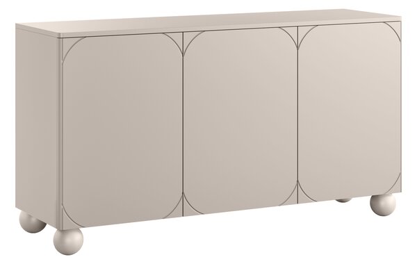 Moderní komoda Sonatia II 150 cm třídveřová - kašmír / kulaté nohy