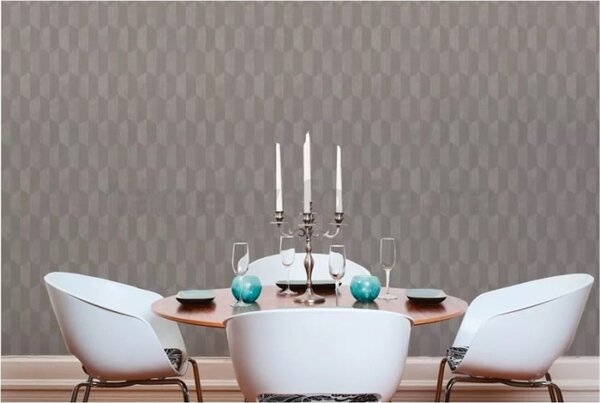 Vliesové tapety na zeď Geo Effect 38592-3, rozměr 10,05 m x 0,53 m, 3D šedobéžový geometrický vzor, A.S. CRÉATION