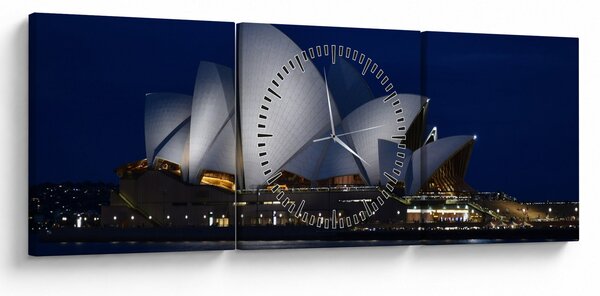 Obraz nočního Sydney (s hodinami) (90x30 cm)