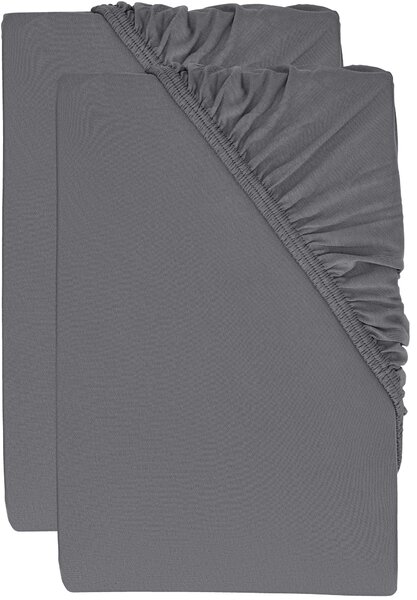 Livarno® Sada žerzejových napínacích prostěradel, 90–100 x 200 cm, 2dílná, šedá (800013660)