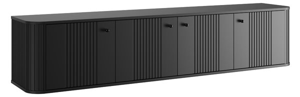 Závěsná TV skříňka Vesper 4D 187 cm - černá / černé úchyty