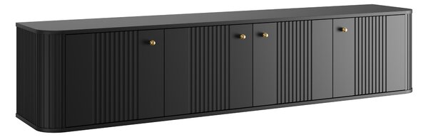 Závěsný TV stolek Vesper 4D 187 cm - černý / zlaté úchytky