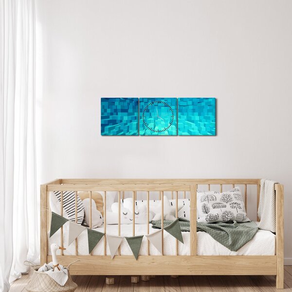 Obraz - abstraktní kostky (s hodinami) (90x30 cm)