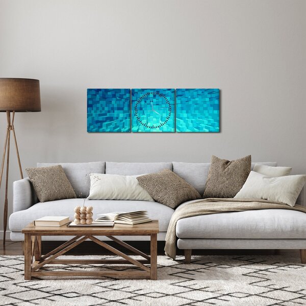 Obraz - abstraktní kostky (s hodinami) (90x30 cm)