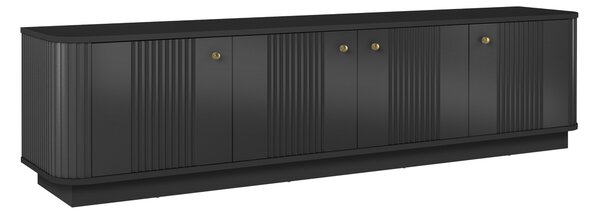 TV stolek Vesper 4D 187 cm na soklu - černý / zlaté úchyty