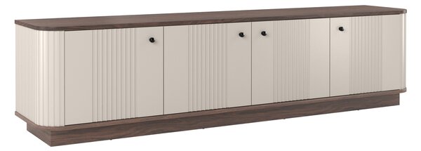 TV stolek Vesper 4D 187 cm na soklu - kašmír / ořech / černé úchyty