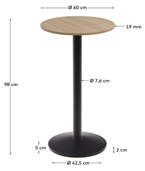 Přírodní barový stůl Kave Home Esilda 60 cm