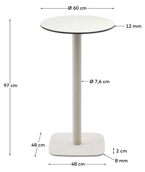 Bílý barový stůl Kave Home Dina 60 cm