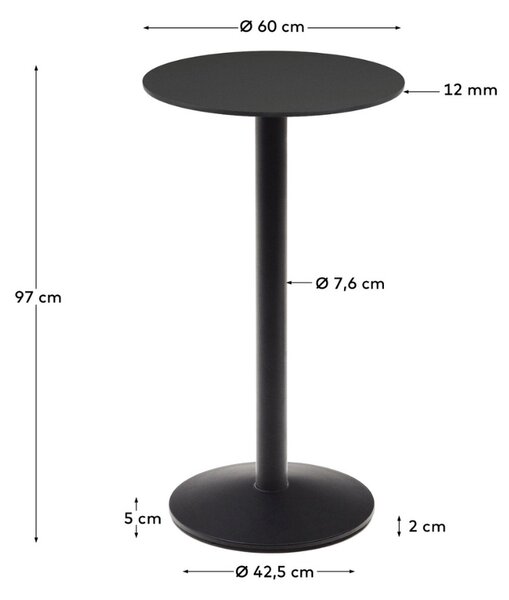 Černý barový stůl Kave Home Esilda 60 cm