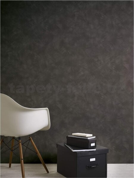 Vliesové tapety na zeď Materials 36154-1, rozměr 10,05 m x 0,53 m, imitace omítkoviny antracitové, A.S. CRÉATION