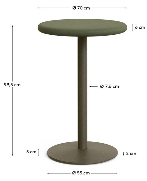 Zelený cementový barový stůl Kave Home Esilda 70 cm