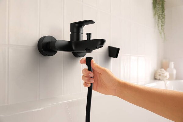 Hansgrohe Rebris S páková vanová baterie na stěnu, matná černá 72440670
