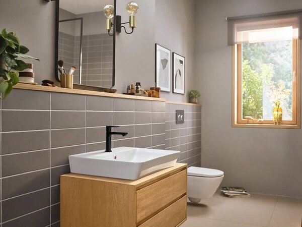 Hansgrohe Rebris E páková umyvadlová baterie 110 CoolStart bez odtokové soupravy, matná černá 72560670