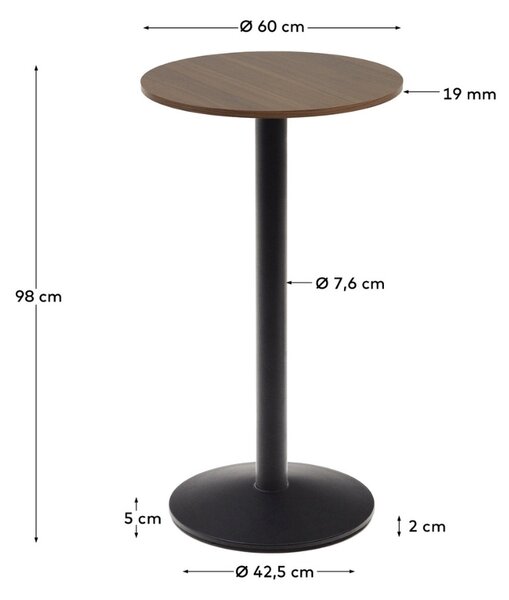 Ořechový barový stůl Kave Home Esilda 60 cm